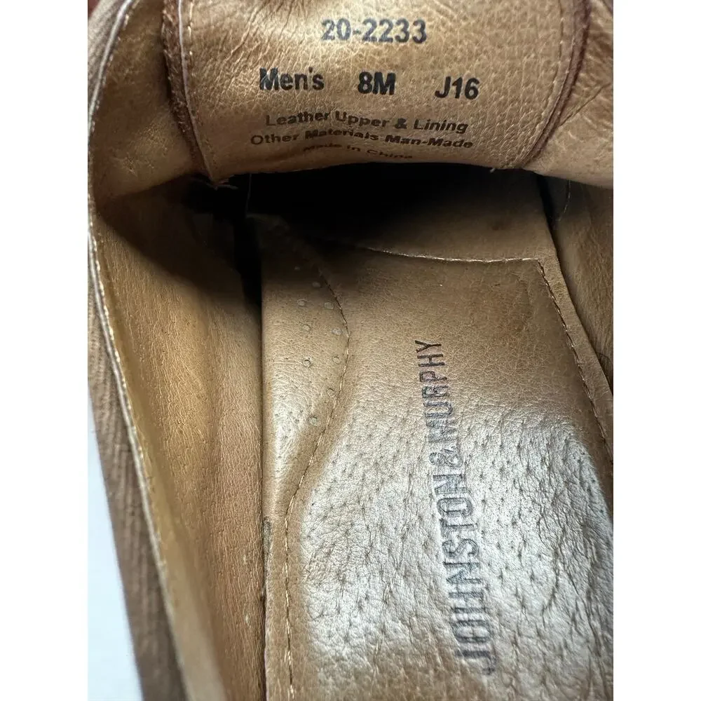 Johnston & Murphy Size 8 Wingtip Oxford Brogue Brown Leather Dress Shoes 20-2233